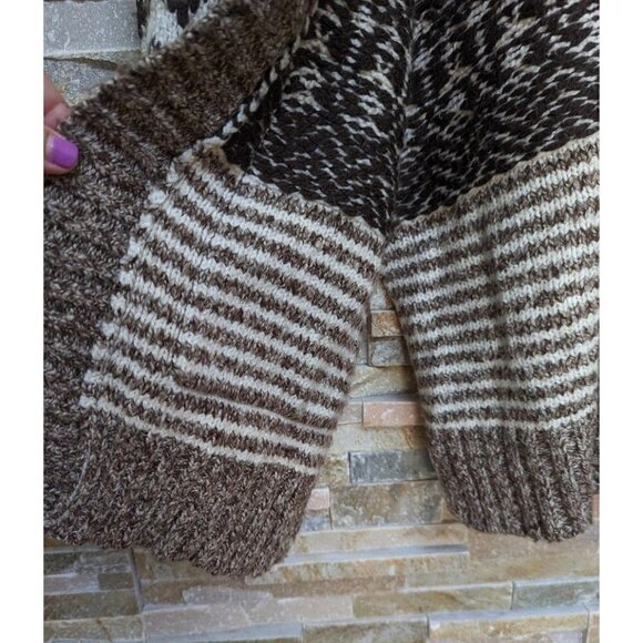 American Eagle Outfitters Brown Knit Fair Isle Open Midi Sweater Cardigan XS - Picture 6 of 6